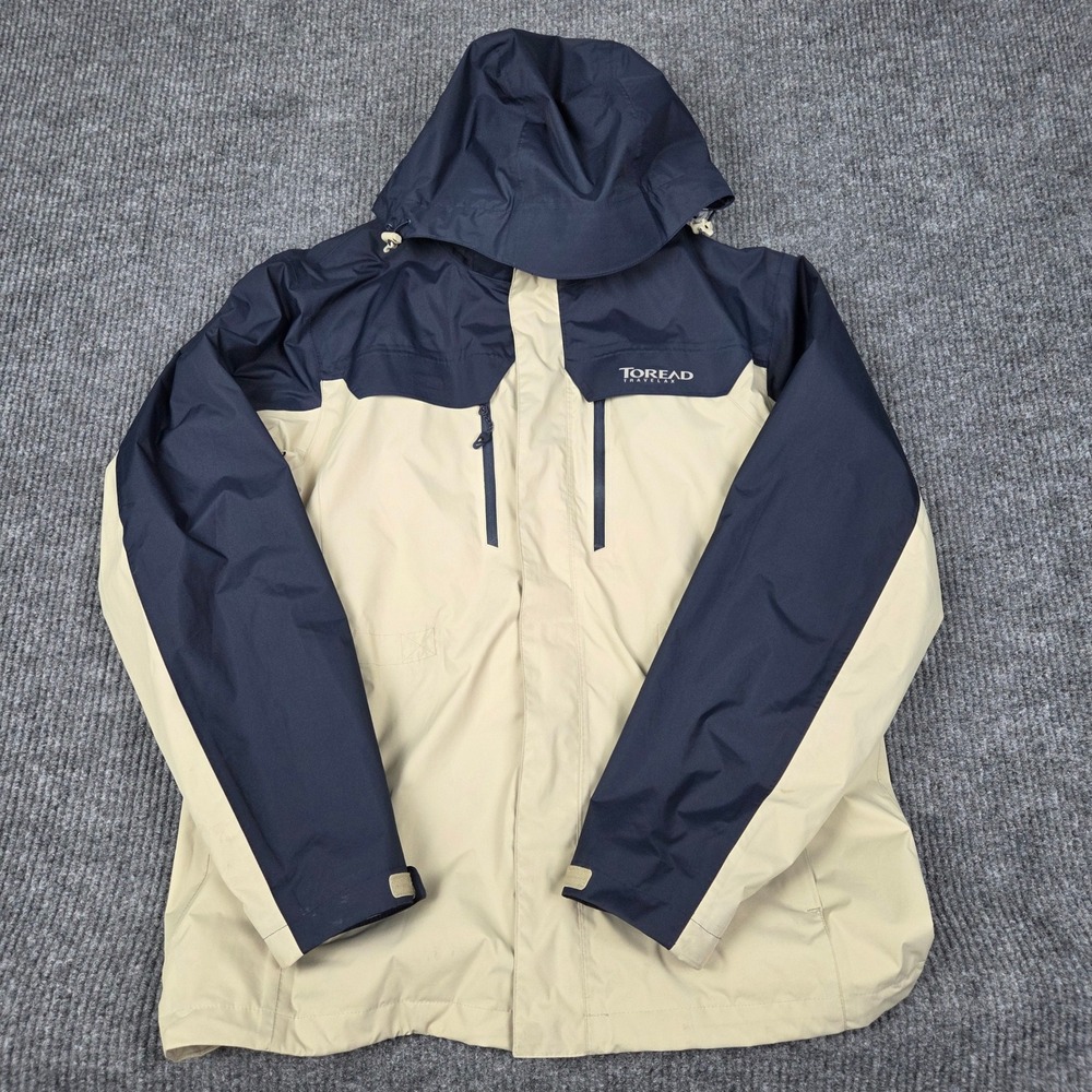 Toread Travelax Mens XL 3-in-1 Jacket Tan Navy Blue Fleece Lined Hooded Outdoor
